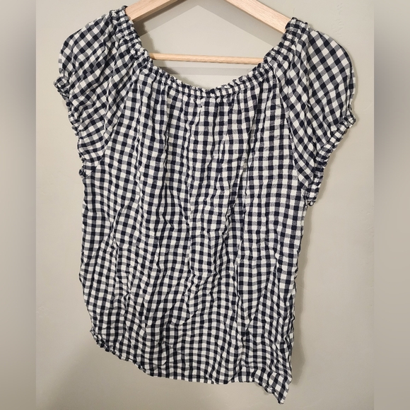 Old Navy Ruffle Tie-Neck Gingham Blouse - Picture 2 of 3